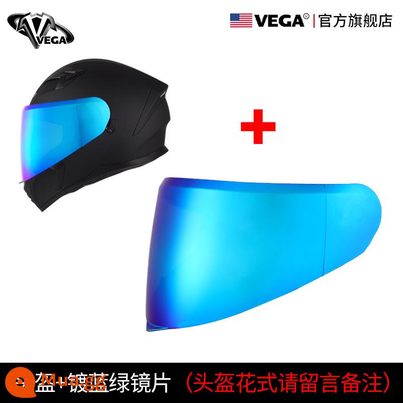 Mỹ VEGA Đầu Máy Mũ Nam Nữ Bluetooth Đầu Máy Full Mũ Bảo Hiểm Mùa Đông Đa Năng Retro Cá Tính Thoáng Mát Chống Sương Mù - Mũ bảo hiểm an toàn mạ màu xanh lam