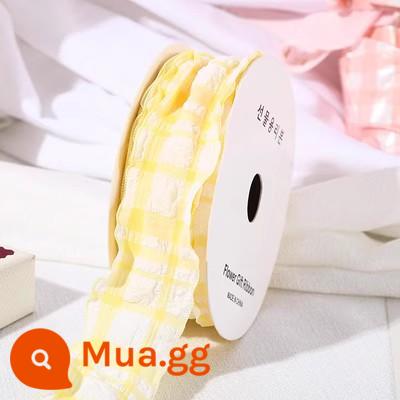 Hộp bánh sinh nhật ruy băng ins sườn gạo trắng Ruy băng tiếng Anh bó hoa hộp quà bao bì hộp dây đeo - Ruy băng kẻ sọc màu vàng sô-cô-la 4cm dài 9m