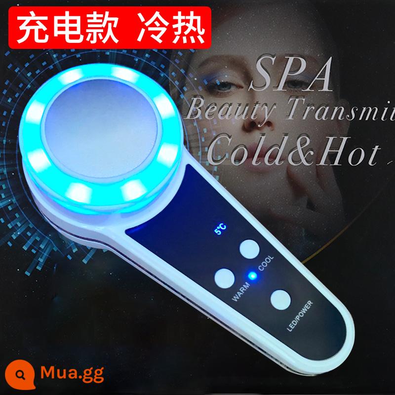 Dụng cụ làm đẹp bằng ánh sáng xanh Búa lạnh mặt Búa đá Dụng cụ nén lạnh được giới thiệu để thu nhỏ lỗ chân lông và làm loãng tế bào hồng cầu Dụng cụ trị liệu bằng nước đá làm dịu - Model sạc nóng lạnh, đèn 3 màu