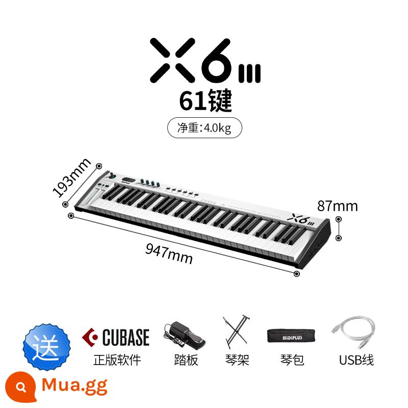 Bộ điều khiển nhạc điện tử midiplus X8III X61 49 Bàn phím midi 88 phím chuyên nghiệp - Sản phẩm mới X6 III (pedal + giá đỡ đàn piano + túi đựng đàn + phần mềm Cubase chính hãng)