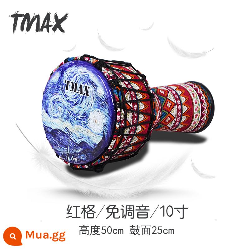 TMAX Mans 8.5 inch trẻ em Châu Phi trống 10 inch PVC trưởng thành mới bắt đầu Lệ Giang 12 inch chơi trống lục lạc chuyên nghiệp - Dây buộc lưới PVC đỏ 10 inch