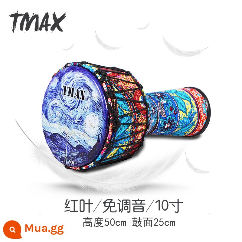 TMAX Mans 8.5 inch trẻ em Châu Phi trống 10 inch PVC trưởng thành mới bắt đầu Lệ Giang 12 inch chơi trống lục lạc chuyên nghiệp - Dây buộc 10 inch PVC lá đỏ