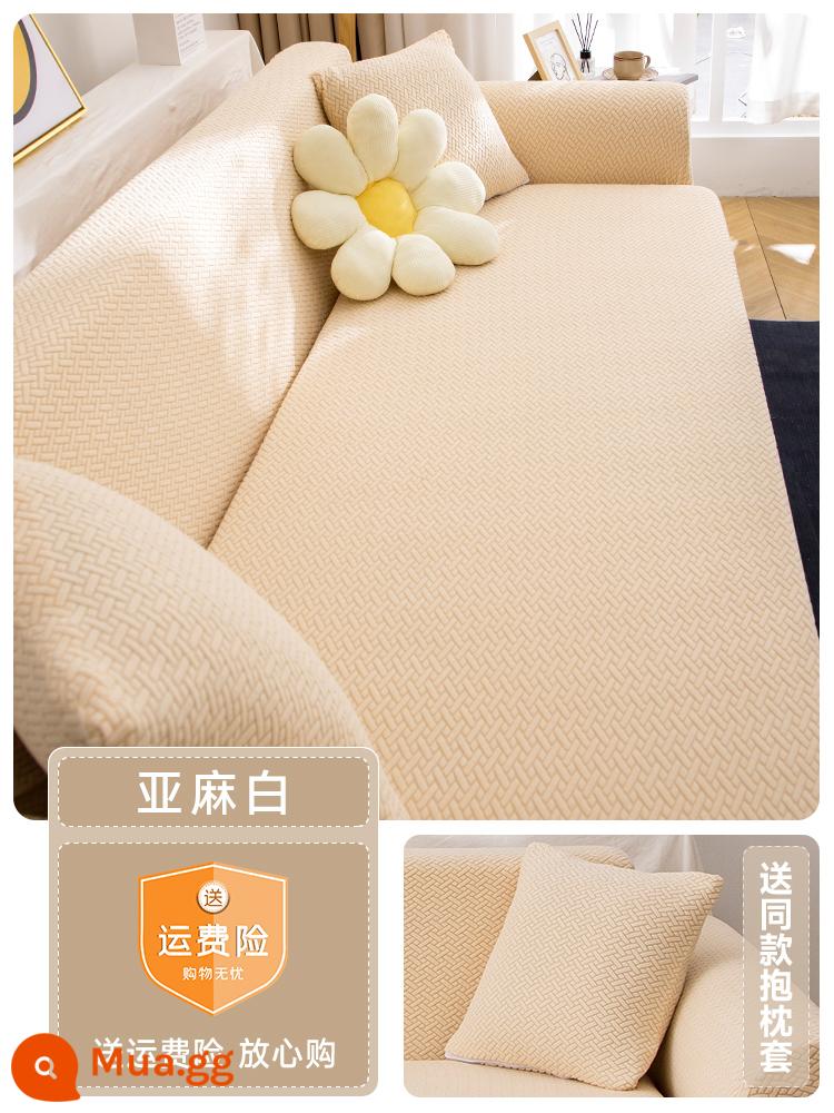 Bọc ghế sofa đàn hồi bao gồm tất cả một mảnh chống trượt bảo vệ hiện đại đơn giản bốn mùa phổ đầy đủ bao gồm vải - Vải lanh Taffeta màu trắng