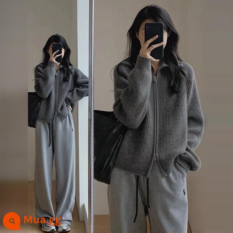 Áo len cao cổ có khóa kéo màu xám cho nữ xuân thu 2024 phong cách mới phổ biến với áo khoác cardigan dệt kim lười biếng - Áo len màu xám [năm nay phong cách nóng bỏng phổ biến fufu phong cách lười biếng chất sáp mềm mại cao cấp thiết kế mặc cảm giác người nhỏ lỏng lẻo mặc đầu xuân 2024 Quần áo Tết phong cách hàn quốc khí chất độc đáo nghệ thuật sữa nguyên liệu tốt hàng châu Âu phong cách đại học phong cách mùa xuân và mùa thu]