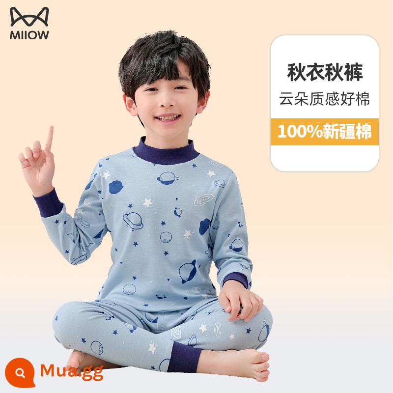 Quần áo mùa thu và quần vệ sinh dành cho bé trai Catman Quần áo và quần cotton sưởi ấm trẻ em bằng cotton nguyên chất cho trẻ em vừa và lớn Áo len cotton cho mùa xuân, mùa thu và mùa đông - 21719[Cổ cao nửa người]