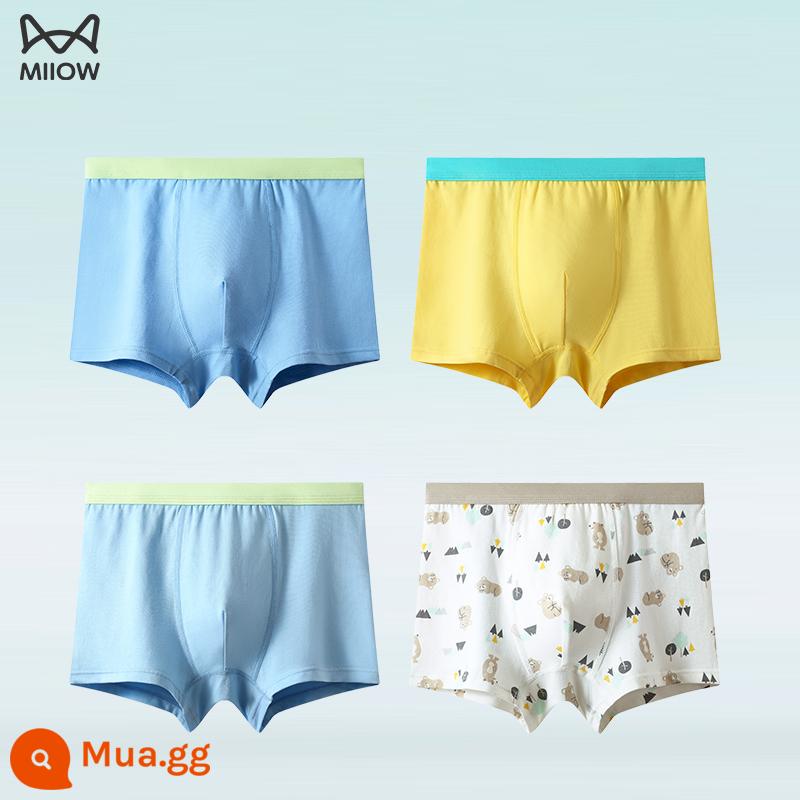 Cat people quần lót bé trai cotton nguyên chất quần boxer trẻ em kháng khuẩn 100% quần đùi cotton trẻ em trung và lớn quần boxer thiếu niên - 02060713