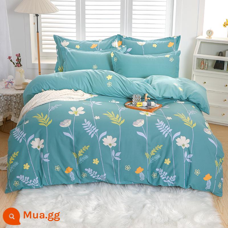 Chăn bông nguyên chất vỏ chăn đơn vỏ chăn cotton đơn 150x200x230 ký túc xá đơn 1.5m chăn đơn trẻ em - hoa