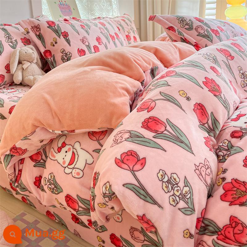 Dày nhung sữa vỏ chăn đơn 2 mặt đơn ký túc xá sinh viên 2 mặt Plus nhung flannel san hô nhung vỏ chăn mùa đông - Hoa Kiến Cơ