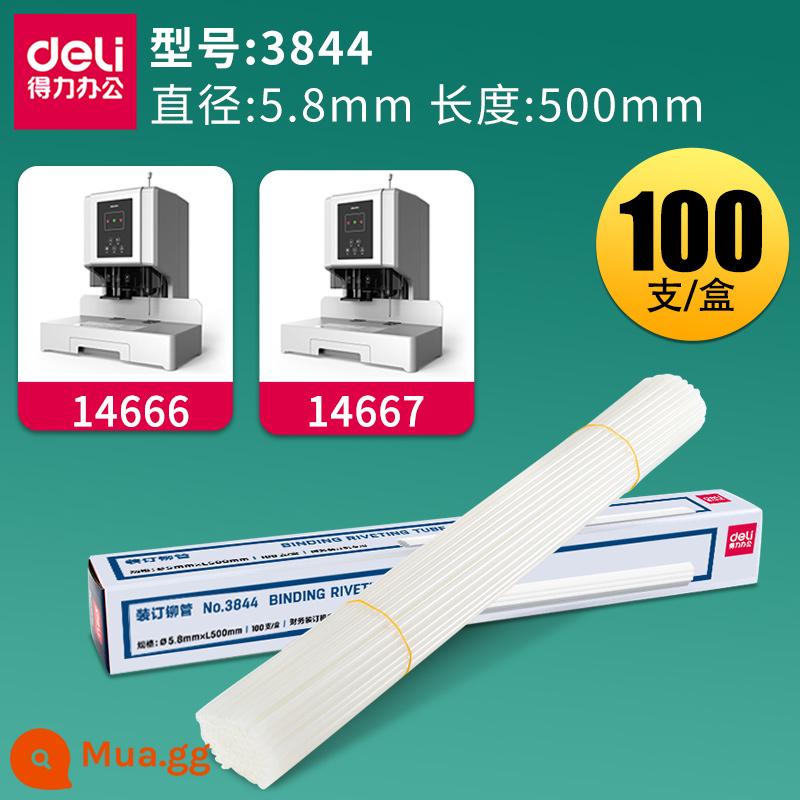 Máy ràng buộc Voucher Delicate 3881/3888/3880/14601/33669 nhựa nóng -Melt Ống hoàn toàn tự động 3847/3853 Tài khoản Kế toán tài chính Cây đấm đấm. - Ống đinh tán buộc Deli 3844 (trong suốt) (100 cái/hộp)