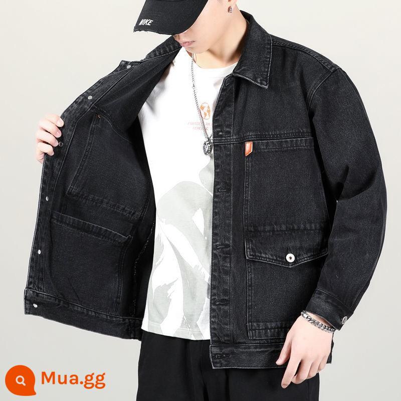 Áo khoác denim đi làm bảo hiểm lao động nam quần áo làm việc công trường xây dựng công việc xây dựng thợ hàn chống mài mòn áo khoác chống bụi bẩn - K808 màu đen