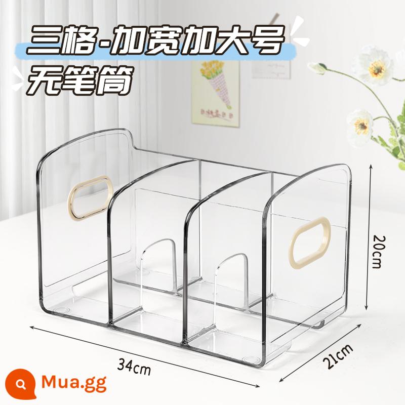 Máy Tính Để Bàn Giá Sách Acrylic Trong Suốt Sách Học Sinh Để Bàn Chia Bút Có Giá Để Đồ Hộp Bảo Quản - Kích thước cực lớn với ba ngăn✨trong suốt [cực dày và chống rơi tốt hơn/có thể xách tay]