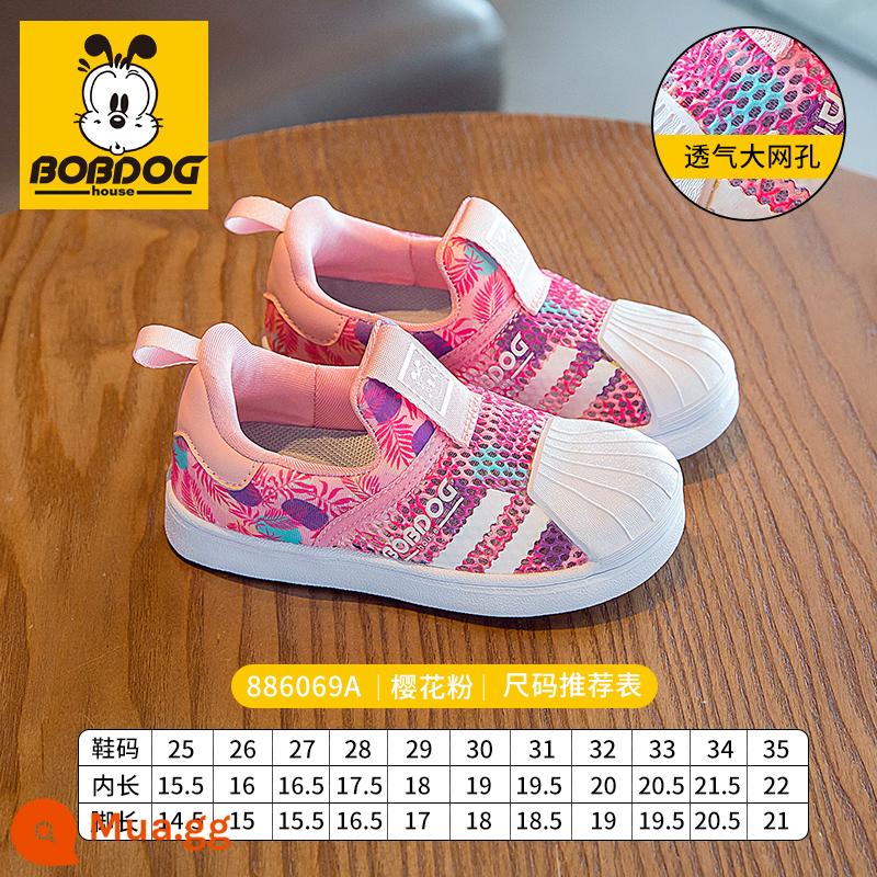 Bobbean Giày Trẻ Em Giày Sneaker Trẻ Em 2023 Mới Giày Bé Gái Mùa Xuân Sâu Vỏ Đầu Giày Sneakers Cho Bé - 886069 Sakura Hồng-Đơn Lưới