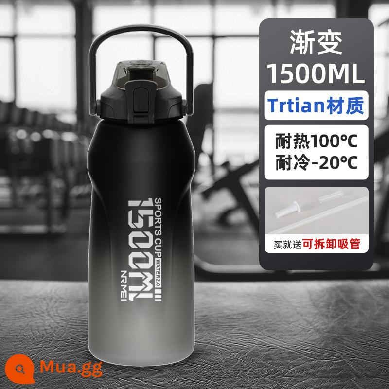 Tritan Sports Water Cup Công suất lớn Công suất cao -Teme - Màu gradient 1500ml (nâng cấp tritan/rơm/cặn/uống đôi)