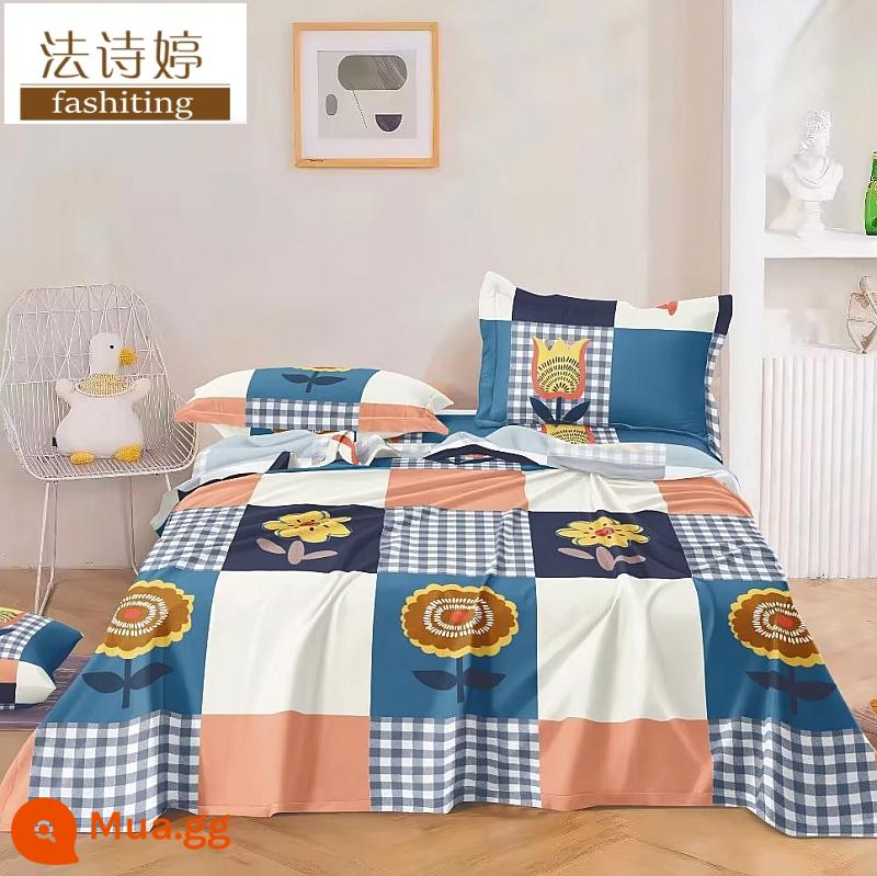 Ga trải giường cotton dày tấm đơn 100 cotton tấm vải thô cũ 1 mét 51,8m học sinh đơn 1,2 bộ ba mảnh - đồ nướng