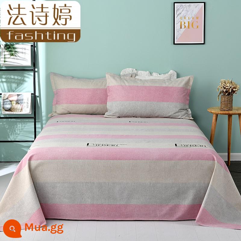 Ga trải giường cotton dày tấm đơn 100 cotton tấm vải thô cũ 1 mét 51,8m học sinh đơn 1,2 bộ ba mảnh - Tình Yêu Mùa Thu-Hồng