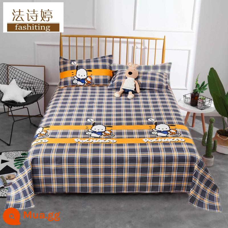 Ga trải giường cotton dày tấm đơn 100 cotton tấm vải thô cũ 1 mét 51,8m học sinh đơn 1,2 bộ ba mảnh - thuốc phiện