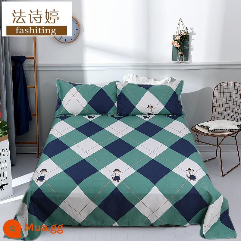 Ga trải giường cotton dày tấm đơn 100 cotton tấm vải thô cũ 1 mét 51,8m học sinh đơn 1,2 bộ ba mảnh - quý ông gấu