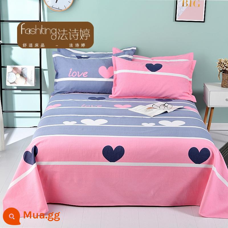 Ga trải giường cotton dày tấm đơn 100 cotton tấm vải thô cũ 1 mét 51,8m học sinh đơn 1,2 bộ ba mảnh - tâm trạng tuyệt vời