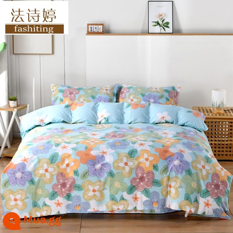 Cotton nguyên chất vỏ chăn đơn mảnh 180x200x230 đôi vỏ chăn 100 cotton đơn đơn giản 1.5m mùa thu chăn ga gối - những bông hoa đầy màu sắc