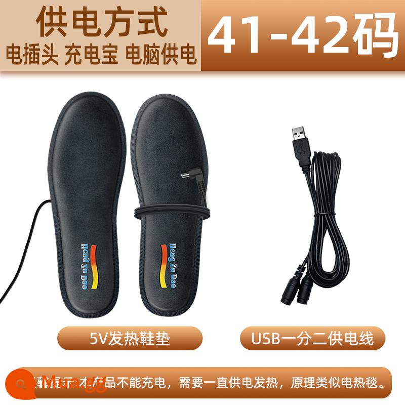 Đế sạc USB sưởi ấm và đế nhiệt Tự sưởi ấm bằng điện Đế sưởi ấm bằng điện mùa đông dành cho nam và nữ đi bộ - Size 41-42 (cáp USB + đế) Dài 26cm