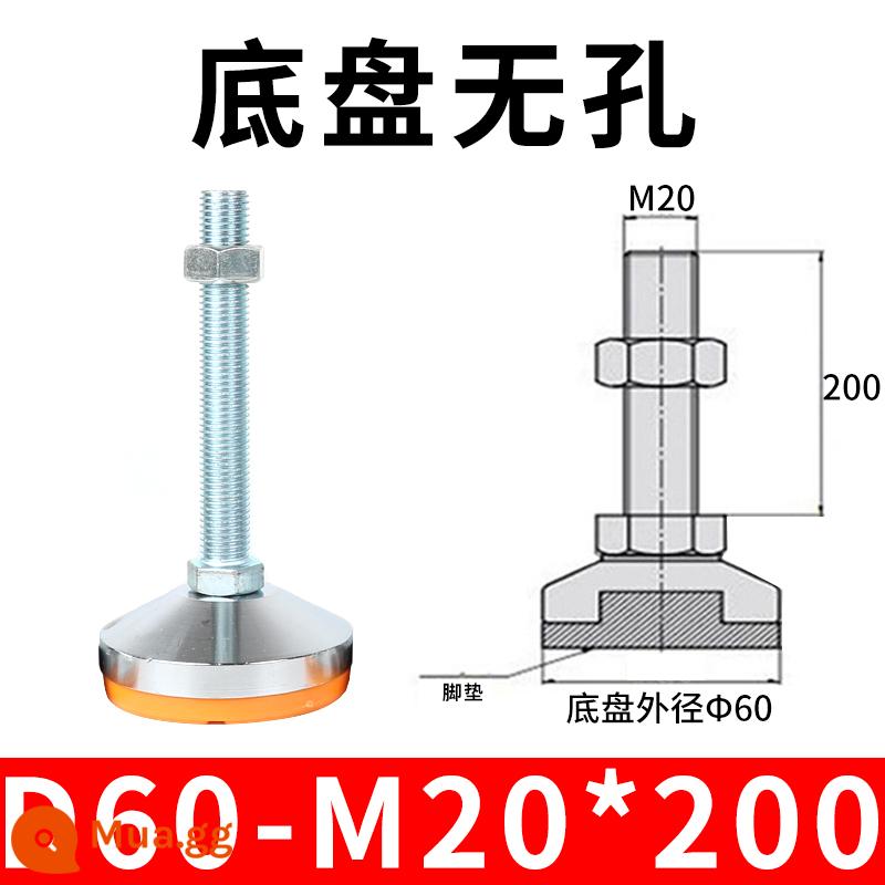 Nặng chân cốc cố định chân thép carbon chống trượt kim loại vít điều chỉnh máy chân m12 hỗ trợ điều chỉnh chân m16 - Trắng nhạt 60-20x200