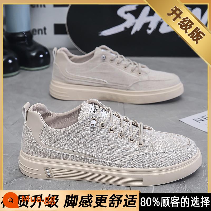 Giày vải nam mùa hè thoáng khí chống trơn trượt đế mềm làm việc công sở giày thể thao nam Slip-on Old Bắc Kinh giày vải - Màu be [nâng cấp]