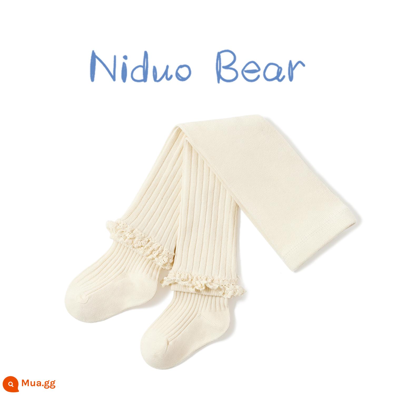 Nidobear 2022 Bé Gái Quần Xuân Thu Quần Legging Trẻ Em Quần Bé Ống Dài Quần Cotton Nguyên Chất - WL113 trắng nhạt