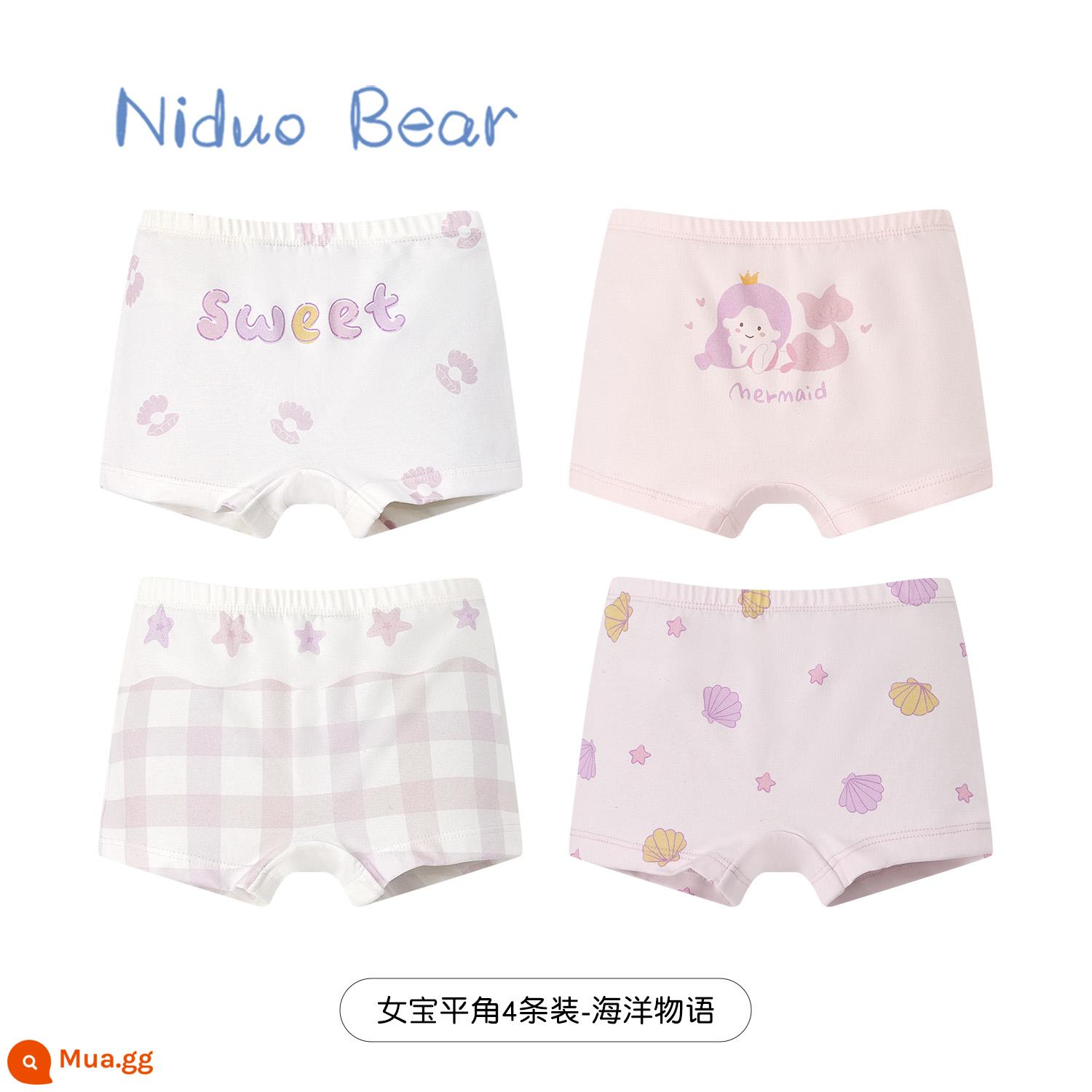 Nido Gấu Bé Gái Quần Lót Trẻ Em Cotton Nguyên Chất Quần Lót Boxer Cho Bé Quần Lót Boxer Bé Gái Không Kẹp Mông - TB925+TB927 (4 gói)