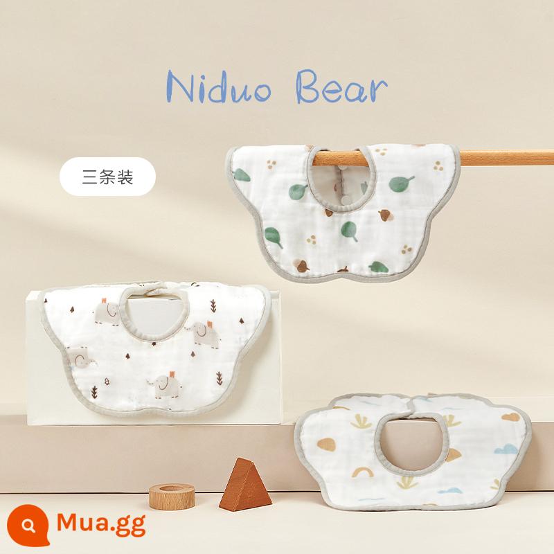 Yếm Nido gấu nước dãi bé hình cánh hoa Yếm nhỏ chống bẩn Yếm sơ sinh cotton chống thấm nước có thể xoay được - Hình học màu tương phản + quả thông + chú voi dễ thương