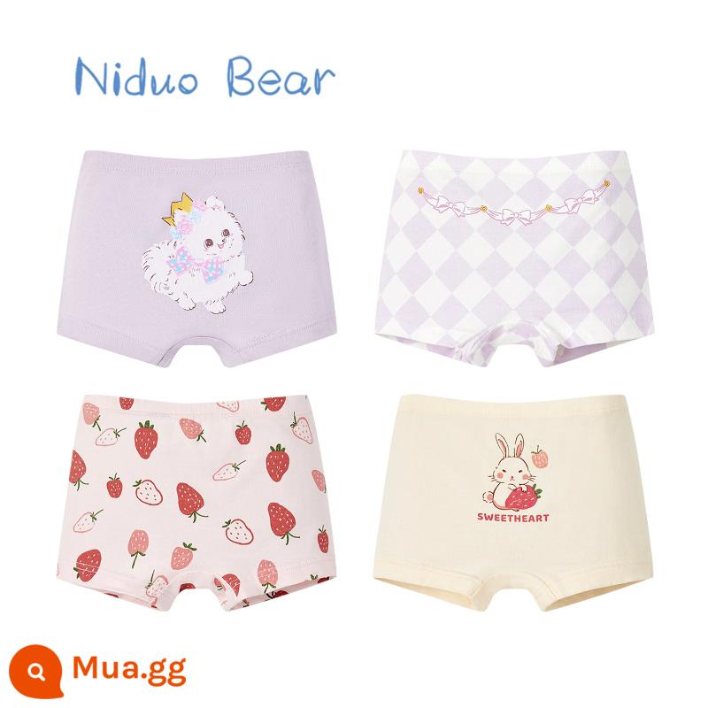 Nido Gấu Bé Gái Quần Lót Trẻ Em Cotton Nguyên Chất Quần Lót Boxer Cho Bé Quần Lót Boxer Bé Gái Không Kẹp Mông - TB627+TB609 (4 gói)