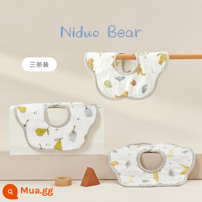 Yếm Nido gấu nước dãi bé hình cánh hoa Yếm nhỏ chống bẩn Yếm sơ sinh cotton chống thấm nước có thể xoay được - Lê tiêu xanh + báo sa mạc + chuối vàng