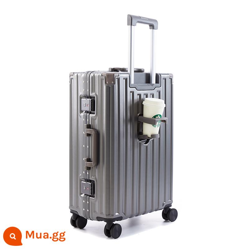 Vali đa năng khung nhôm mới trường hợp xe đẩy bánh xe đa năng 20 inch lên máy bay vali 24 nam nữ bền đẹp mạnh mẽ - xám cao cấp