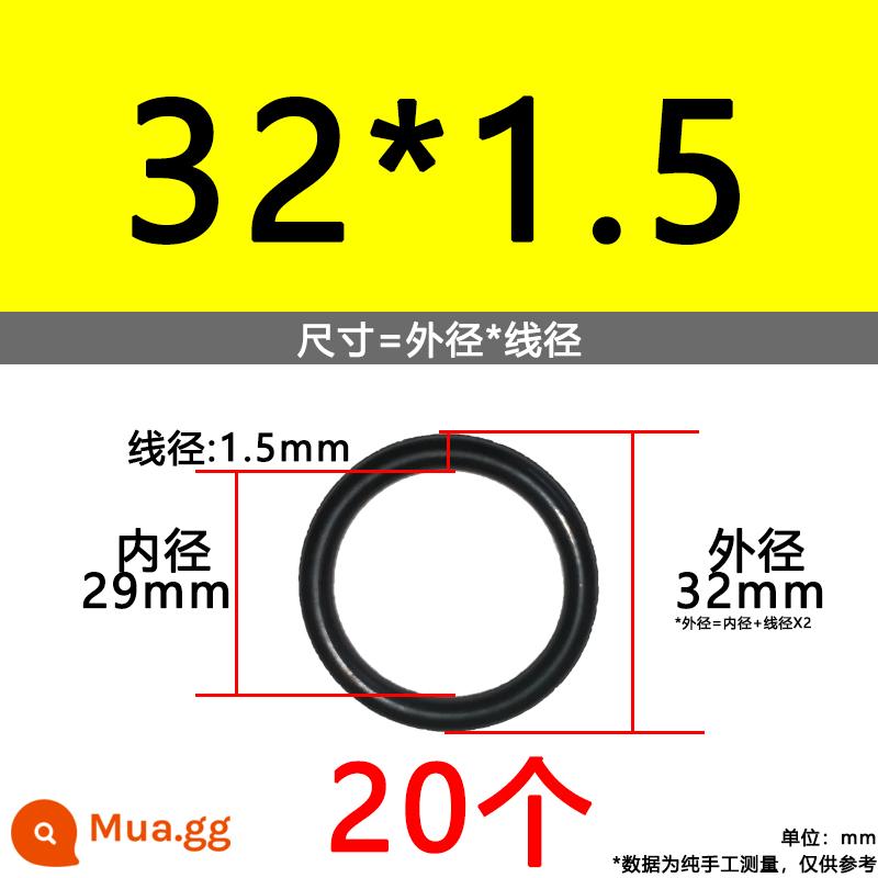 O-ring van công nghiệp van khí miễn phí vận chuyển con dấu chịu áp lực cao màu đen Dingqing flo cao su skeleton con dấu dầu chịu mài mòn hộp sửa chữa - Nitrile bên ngoài 32*1.5[20 miếng]