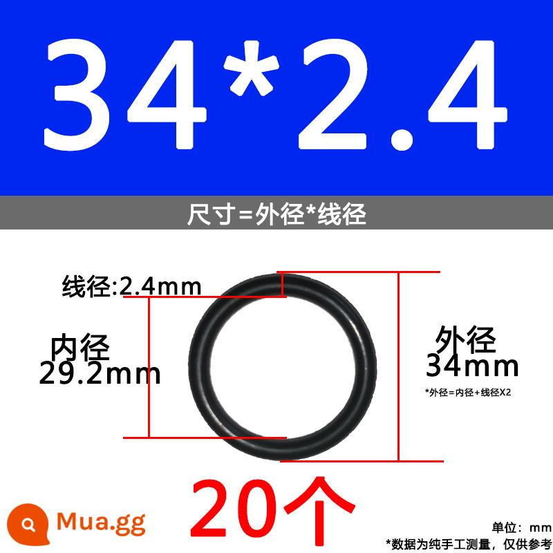 O-ring van công nghiệp van khí miễn phí vận chuyển con dấu chịu áp lực cao màu đen Dingqing flo cao su skeleton con dấu dầu chịu mài mòn hộp sửa chữa - Nitrile bên ngoài 34*2.4[20 miếng]