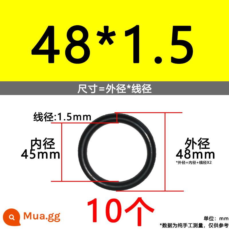 O-ring van công nghiệp van khí miễn phí vận chuyển con dấu chịu áp lực cao màu đen Dingqing flo cao su skeleton con dấu dầu chịu mài mòn hộp sửa chữa - Nitrile bên ngoài 48*1.5[10 miếng]