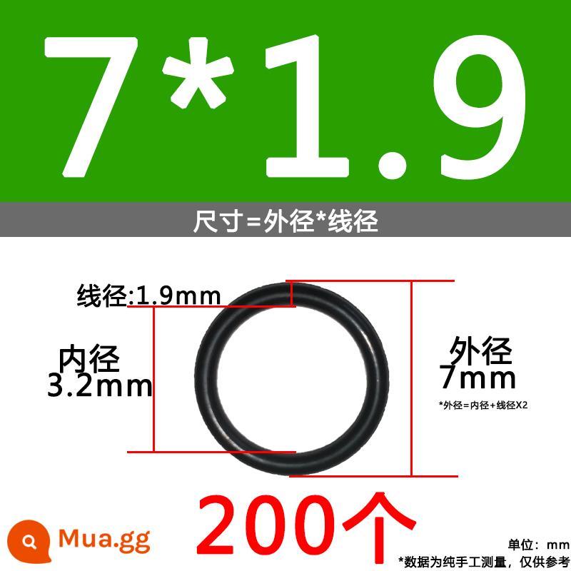 O-ring van công nghiệp van khí miễn phí vận chuyển con dấu chịu áp lực cao màu đen Dingqing flo cao su skeleton con dấu dầu chịu mài mòn hộp sửa chữa - Nitrile bên ngoài 7*1.9 [200 miếng]