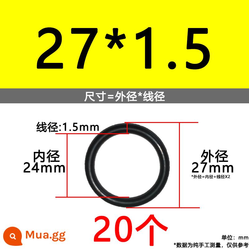 O-ring van công nghiệp van khí miễn phí vận chuyển con dấu chịu áp lực cao màu đen Dingqing flo cao su skeleton con dấu dầu chịu mài mòn hộp sửa chữa - Nitrile bên ngoài 27*1.5[20 miếng]