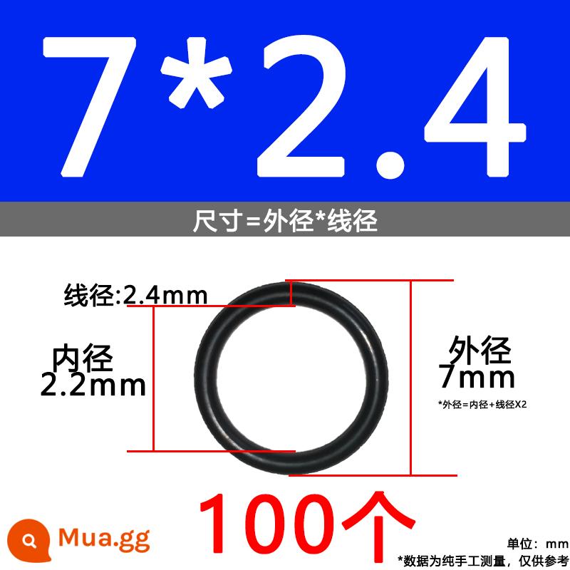 O-ring van công nghiệp van khí miễn phí vận chuyển con dấu chịu áp lực cao màu đen Dingqing flo cao su skeleton con dấu dầu chịu mài mòn hộp sửa chữa - Nitrile bên ngoài 7*2.4 [100 miếng]