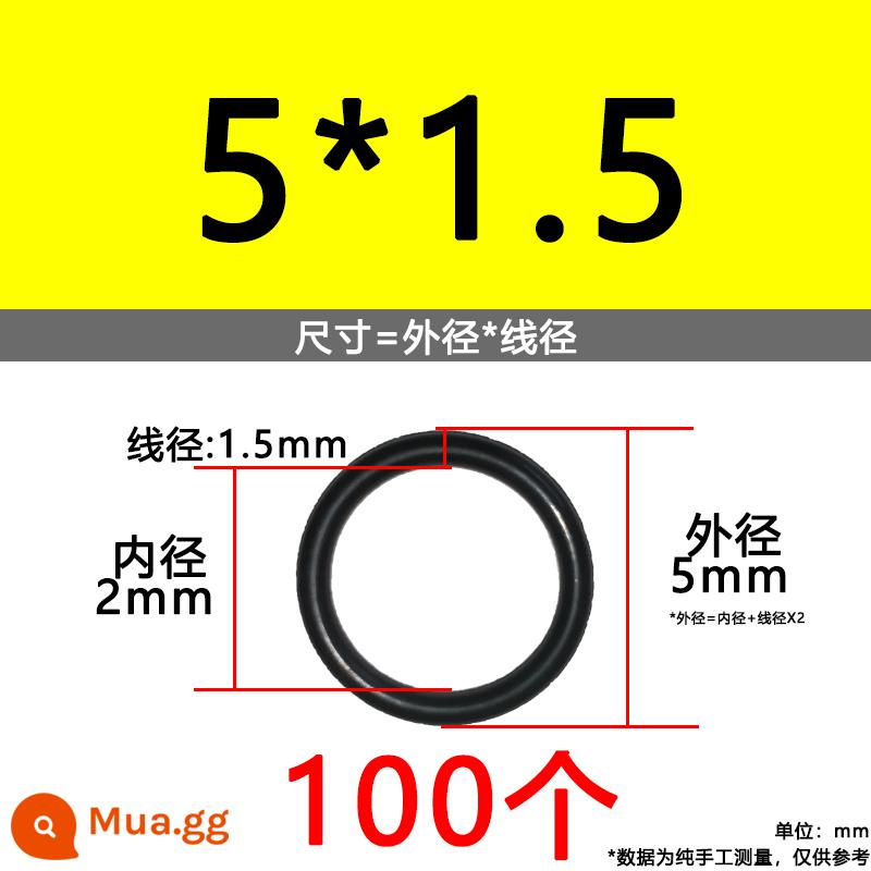 O-ring van công nghiệp van khí miễn phí vận chuyển con dấu chịu áp lực cao màu đen Dingqing flo cao su skeleton con dấu dầu chịu mài mòn hộp sửa chữa - Nitrile bên ngoài 5*1.5[100 miếng]