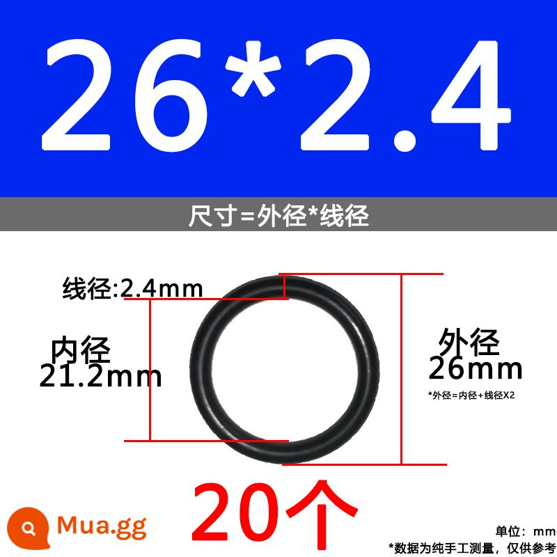 O-ring van công nghiệp van khí miễn phí vận chuyển con dấu chịu áp lực cao màu đen Dingqing flo cao su skeleton con dấu dầu chịu mài mòn hộp sửa chữa - Nitrile bên ngoài 26*2.4[20 miếng]