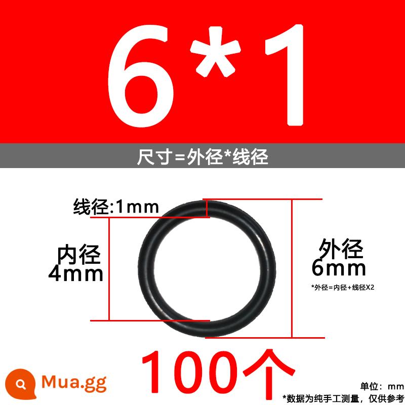 O-ring van công nghiệp van khí miễn phí vận chuyển con dấu chịu áp lực cao màu đen Dingqing flo cao su skeleton con dấu dầu chịu mài mòn hộp sửa chữa - Nitrile bên ngoài 6*1[100 miếng]