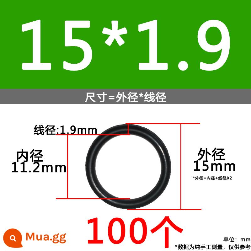 O-ring van công nghiệp van khí miễn phí vận chuyển con dấu chịu áp lực cao màu đen Dingqing flo cao su skeleton con dấu dầu chịu mài mòn hộp sửa chữa - Nitrile bên ngoài 15*1.9 [100 miếng]