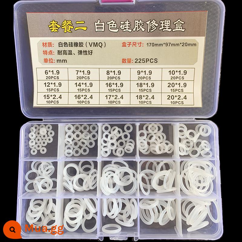 O-ring van công nghiệp van khí miễn phí vận chuyển con dấu chịu áp lực cao màu đen Dingqing flo cao su skeleton con dấu dầu chịu mài mòn hộp sửa chữa - Hộp sửa chữa silicon trắng [225 cái/hộp]