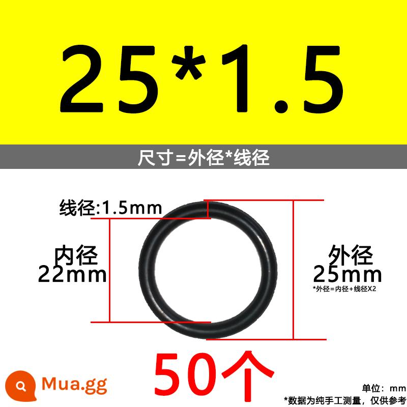 O-ring van công nghiệp van khí miễn phí vận chuyển con dấu chịu áp lực cao màu đen Dingqing flo cao su skeleton con dấu dầu chịu mài mòn hộp sửa chữa - Nitrile bên ngoài 25*1.5[50 miếng]