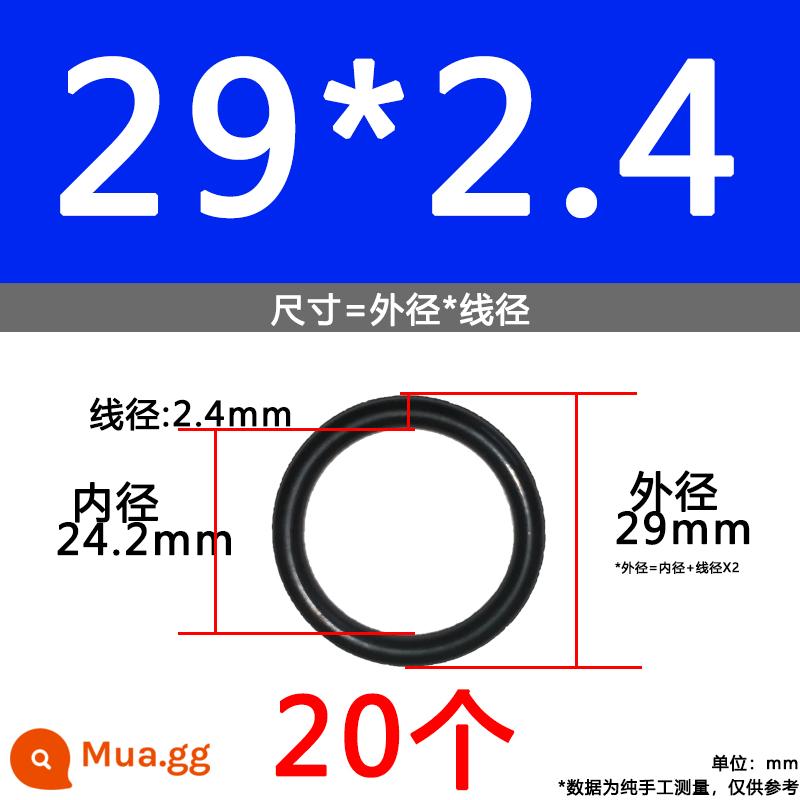 O-ring van công nghiệp van khí miễn phí vận chuyển con dấu chịu áp lực cao màu đen Dingqing flo cao su skeleton con dấu dầu chịu mài mòn hộp sửa chữa - Nitrile bên ngoài 29*2.4[20 miếng]