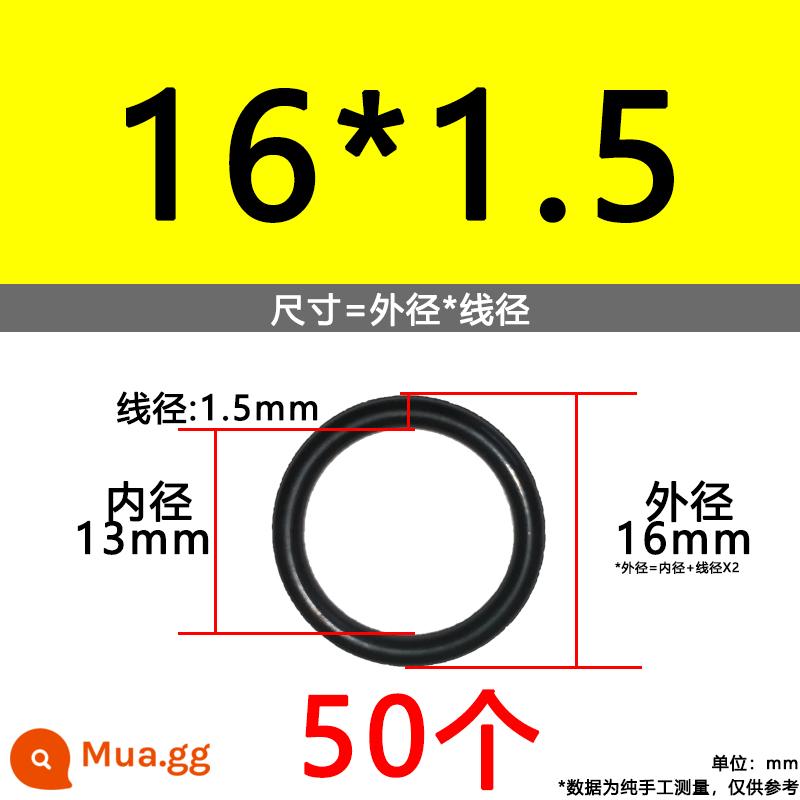 O-ring van công nghiệp van khí miễn phí vận chuyển con dấu chịu áp lực cao màu đen Dingqing flo cao su skeleton con dấu dầu chịu mài mòn hộp sửa chữa - Nitrile bên ngoài 16*1.5[50 miếng]