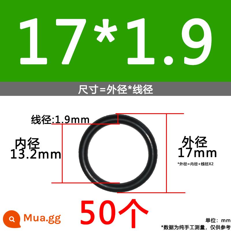 O-ring van công nghiệp van khí miễn phí vận chuyển con dấu chịu áp lực cao màu đen Dingqing flo cao su skeleton con dấu dầu chịu mài mòn hộp sửa chữa - Nitrile bên ngoài 17*1.9[50 miếng]