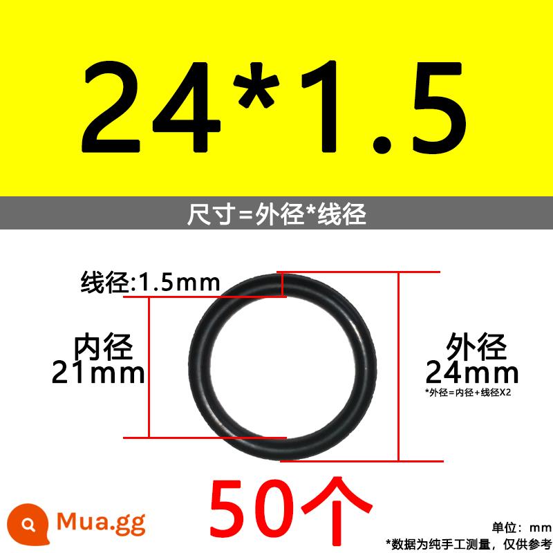 O-ring van công nghiệp van khí miễn phí vận chuyển con dấu chịu áp lực cao màu đen Dingqing flo cao su skeleton con dấu dầu chịu mài mòn hộp sửa chữa - Nitrile bên ngoài 24*1.5[50 miếng]