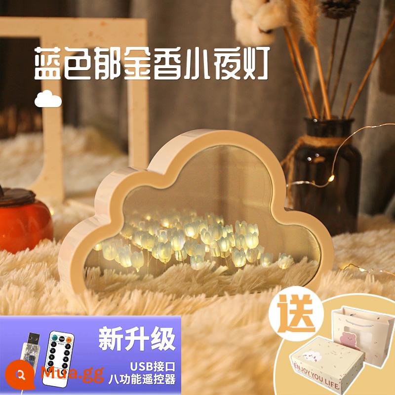 Đèn ngủ hoa tulip khung ảnh handmade tự làm chất liệu hoa vĩnh cửu trang trí cho bạn gái quà tặng sinh nhật bạn gái - Màu xanh [20 bông hoa] Gương hoa (điều khiển từ xa USB)