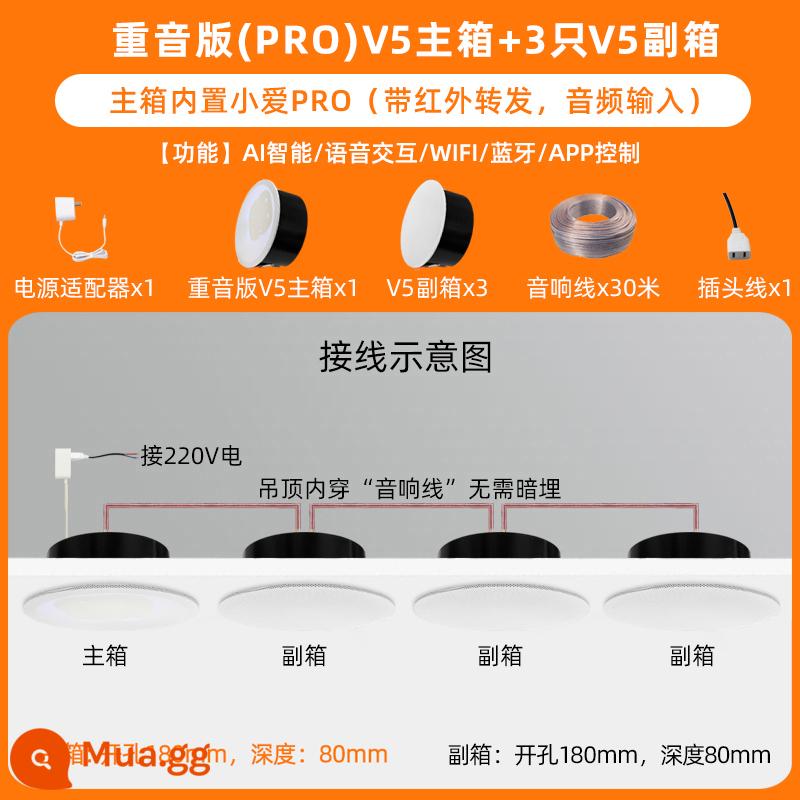 Phiên bản gây sốt tùy chỉnh Loa trần thông minh điều khiển bằng giọng nói Xiaoai PRO Loa Bluetooth yêu cầu bài hát nhà thông minh - Hộp chính Accent Xiaoai PROV5 + 3 hộp phụ V5